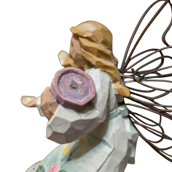 Angel Figurine Feeding Blue Birds Bluebirds Wire Wings AS IS - Picture 11 of 16